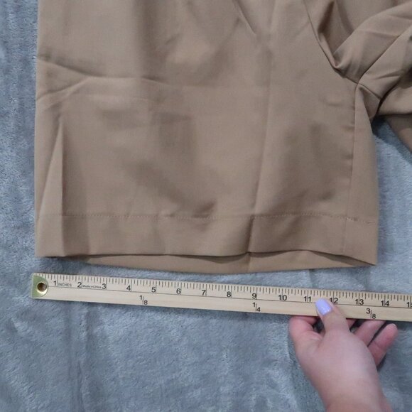 Shorts Womens L Brown Bermuda Pleated Trouser Tailored Modest Minimalist Office - Picture 7 of 16
